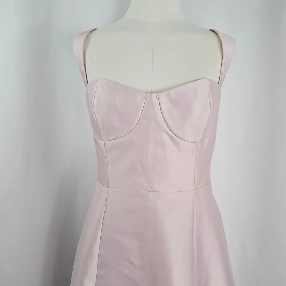 Alfred Sung Pink Bustier Lace Up Back Pocketed Satin Gown Women's Size 12R NWOTF - Picture 4 of 16